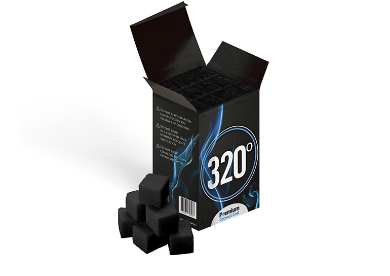 320 Degrees Coal Premium Coconut Coal Packaging Design