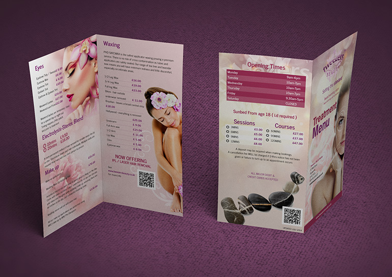 Tweezers Beauty Salon Treatment Menu Design