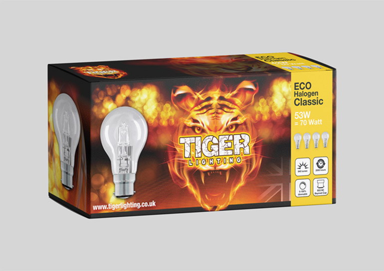 Tiger Lighting ECO Halogen Bulb Packaging Design