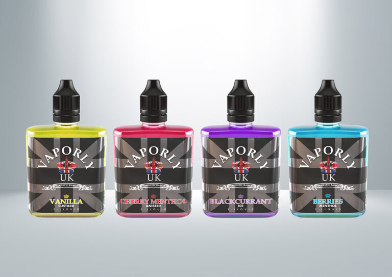 Vaporly Liquid Bottle Shot Label Design