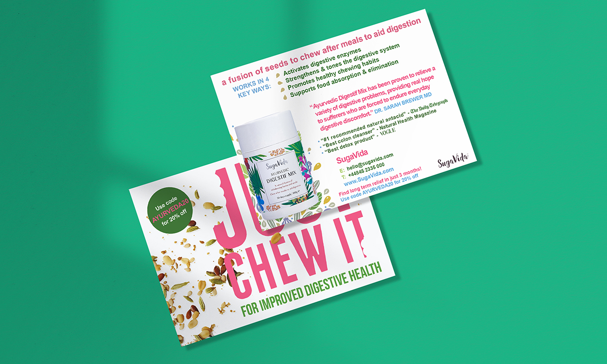 Just Chew It Postcard Design